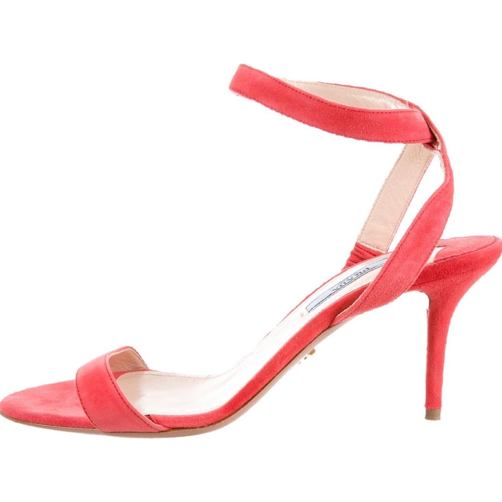 NEW! Prada Coral Suede Strap Sandals